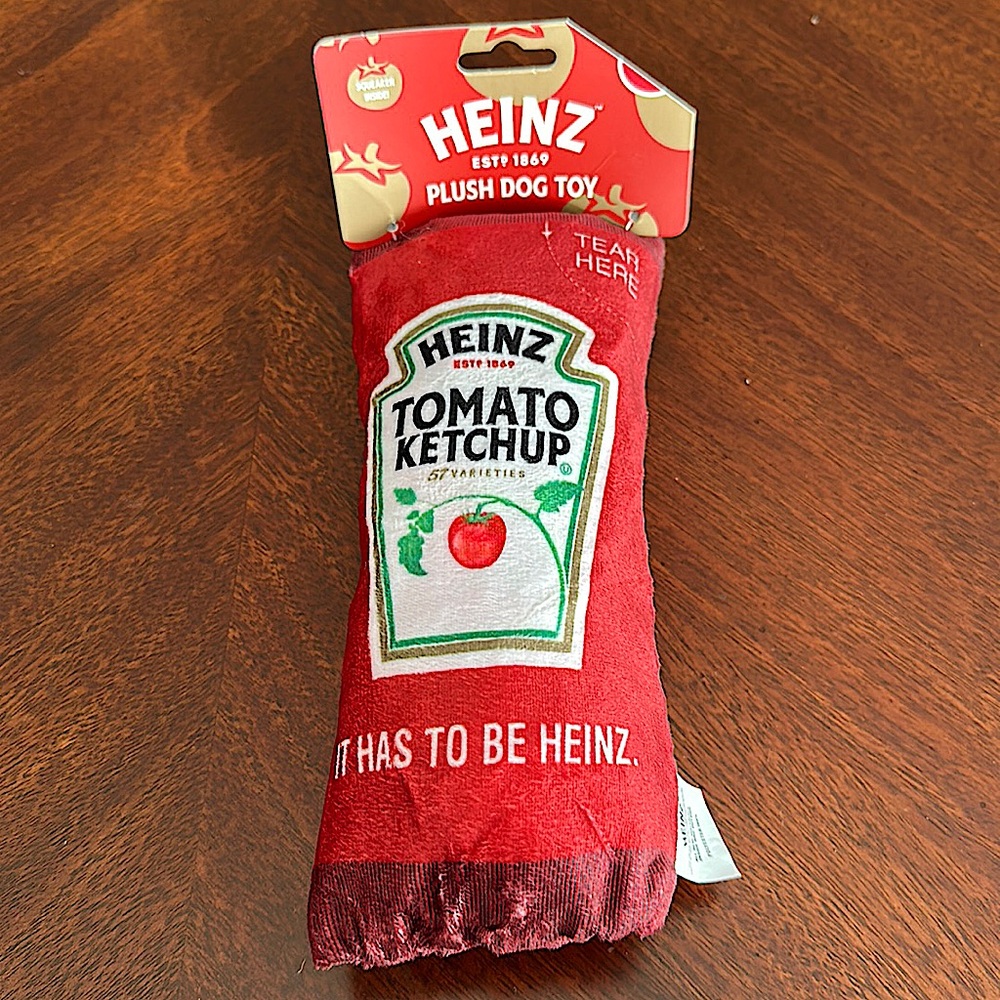 Heinz ketchup plush squeaker toy
